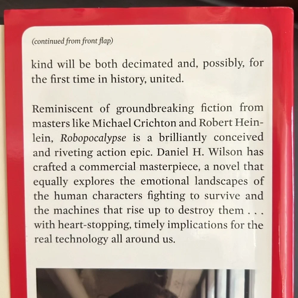 “Robopocalypse” Hardcover Action Thriller Novel by Daniel H. Wilson